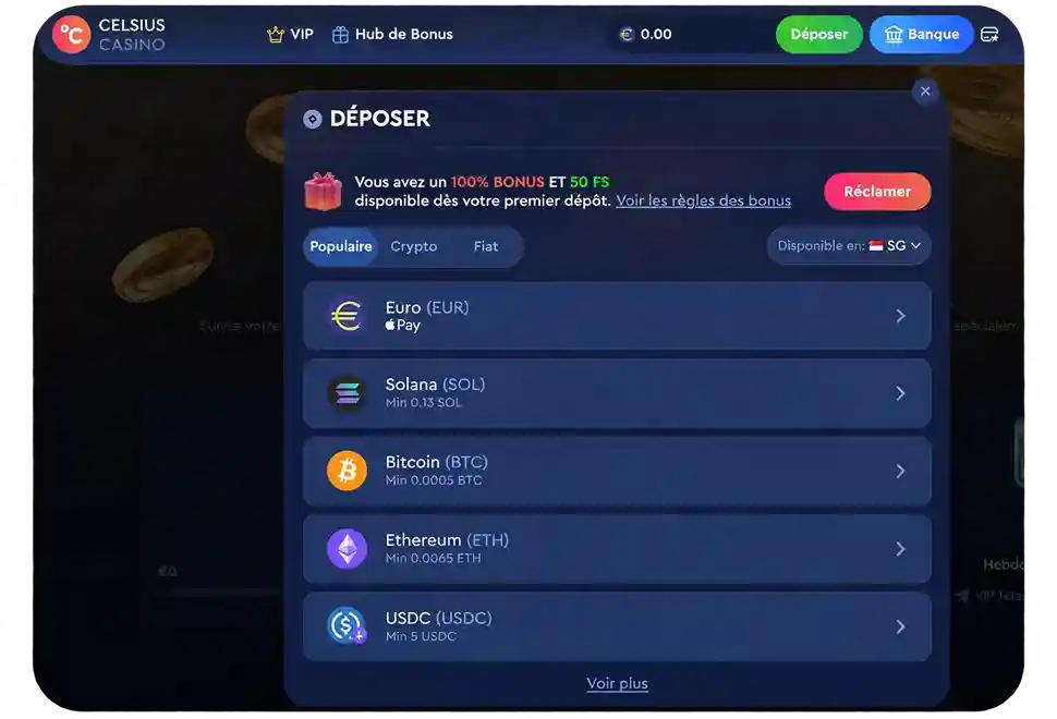 Recharge du compte de jeu
